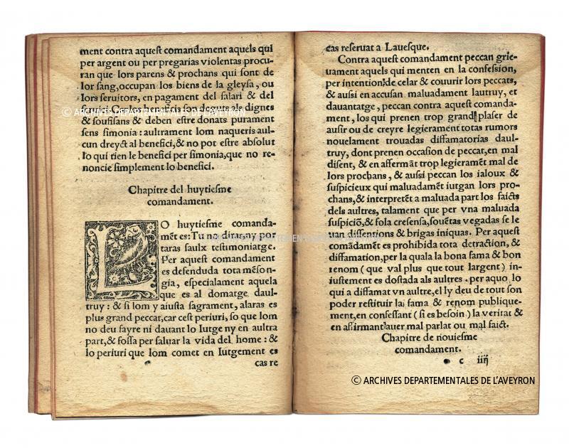 Chapitre del huytiesme comandament d'un catéchisme (catechirme) en occitan, XVIIe siècle