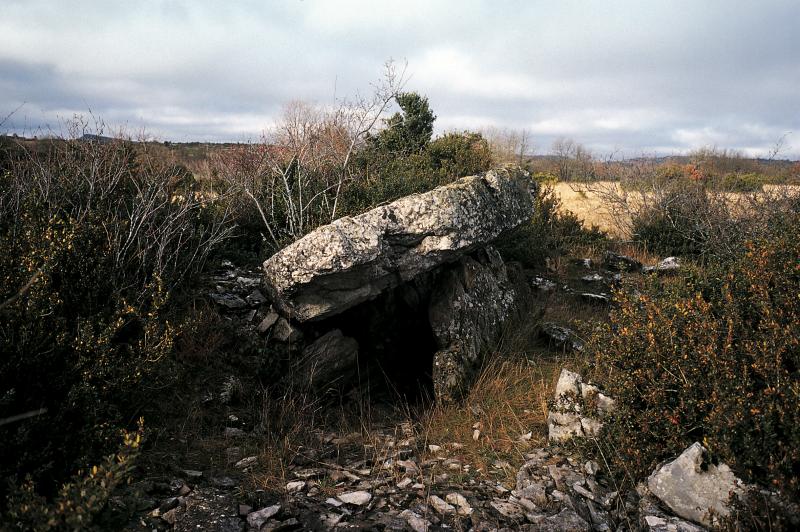  Dolmen (pèira levada) appelé « Ostal de las fadarèlas » (Maison des fées-sorcières), décembre 1996