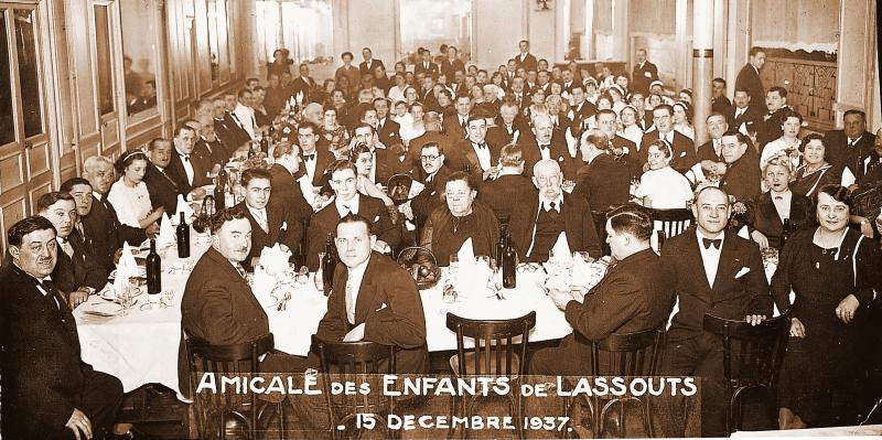  Banquet (banqueton) de l'amicale des Enfants de Lassouts , Paris (75) ou sa région, 15 décembre 1937