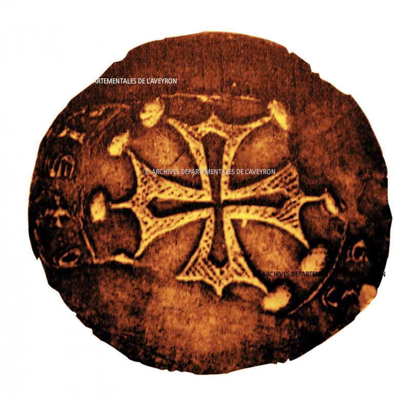  Sceau (sagèl) du consulat (cossolat) avec représentation de la croix occitane et inscription en latin, 1243