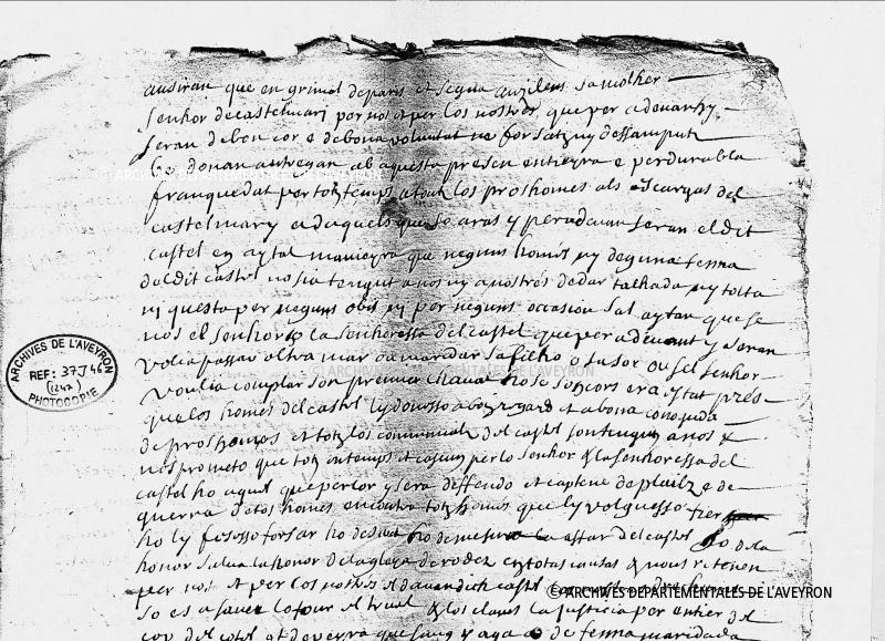 Charte (carta) en latin et en occitan, mai 1247