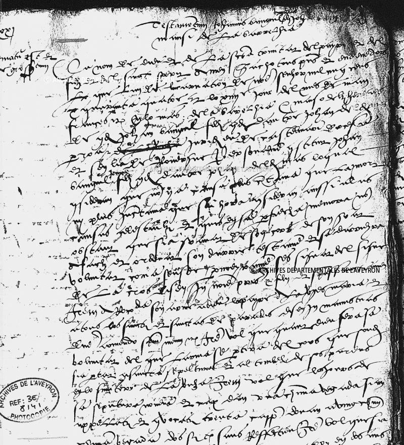 Testament en latin et en occitan, 14 mai 1554